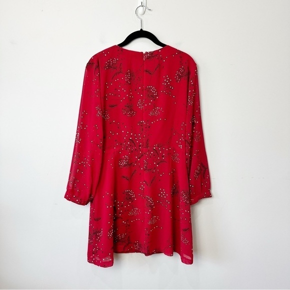 Madewell Hazelwood Wrap Front Mini Dress Red Windswept Floral - Picture 4 of 9